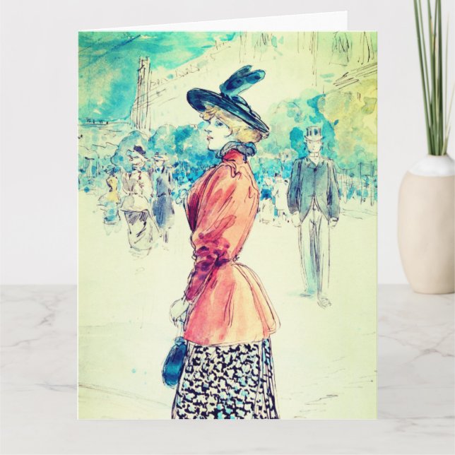 Tarjeta Henry Somm - Elegante en un bulevar (Anverso)