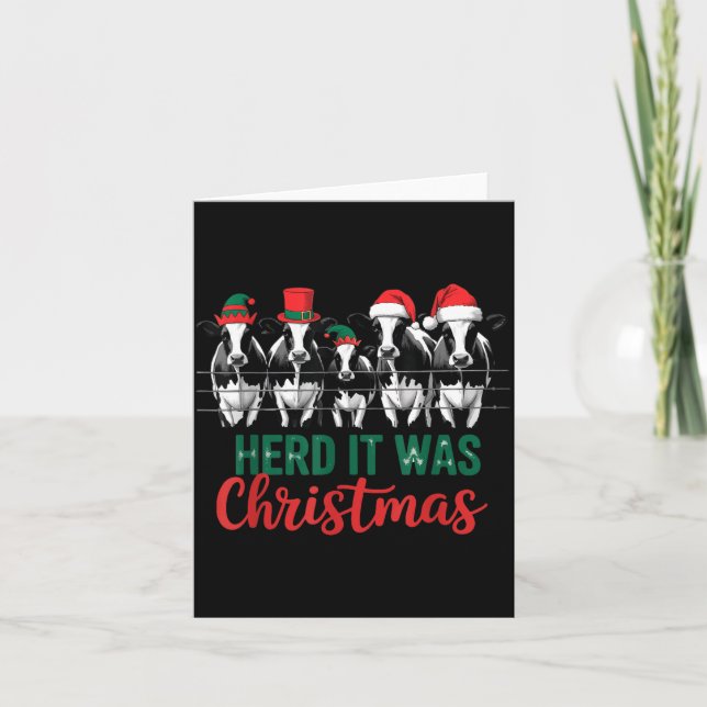 Tarjeta Herd It Was Christmas Cute Festive Cows Xmas Holid (Anverso)