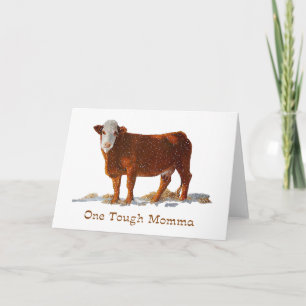 Tarjeta Hereford Cow: Un momento difícil: Día de la madre
