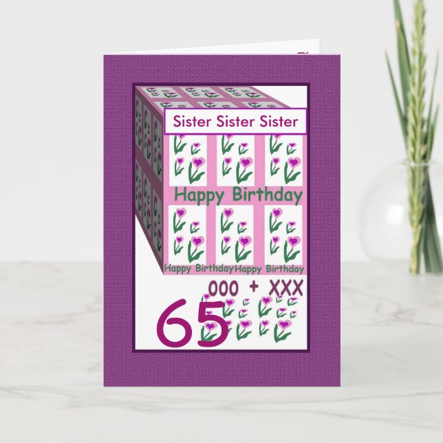 Tarjeta HERMANA - 65.o cumpleaños feliz (Anverso)