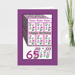 Tarjeta HERMANA - 65.o cumpleaños feliz