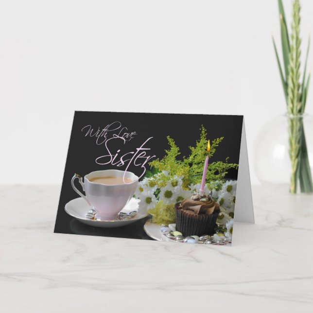 Tarjeta Hermana A Birday Tea Yum tea cake (Anverso)