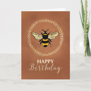 Tarjeta Hermana Abeja de cumpleaños inspirada en Wreath Vi
