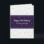 Tarjeta Hermana Brother trigésimo o cualquier saludo del<br><div class="desc">Un trigésimo fresco o cualquier tarjeta de cumpleaños de la edad para cualquier persona… hermano, hermana, tía, tío, mamá, papá, primo, sobrino, sobrina y MÁS con un fondo multicolor y multi-formado del confeti. Nuestra caja de texto es un color profundo del ciruelo. Guarde nuestro mensaje dentro o cambie a sus...</div>