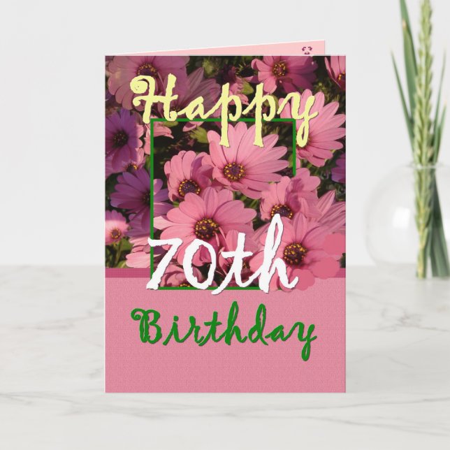 Tarjeta HERMANA - Cumpleaños 70 con Flores de margarita ro (Anverso)