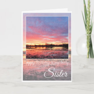 Tarjeta Hermana de Cumpleaños, Alarmante Amanecer Rosa.