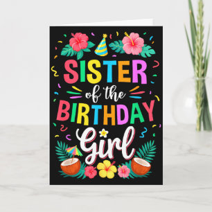 Tarjeta Hermana de la Cumpleañera Fiesta Aloha Hawaii 1er