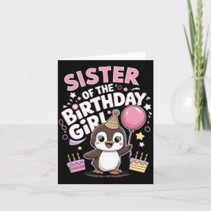 Tarjeta Hermana de la niña de cumpleaños Pesto bebé pingüi