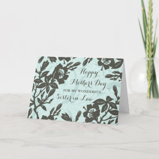 Tarjeta Hermana de las flores azules en derecho feliz día