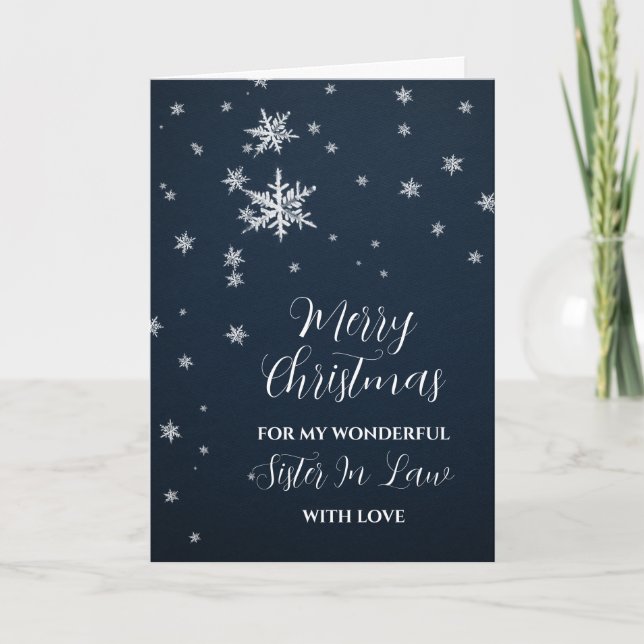 Tarjeta Hermana De Nieve Moderna En La Ley Feliz Navidad (Anverso)