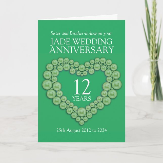 Tarjeta hermana del aniversario de Jade boda (Anverso)