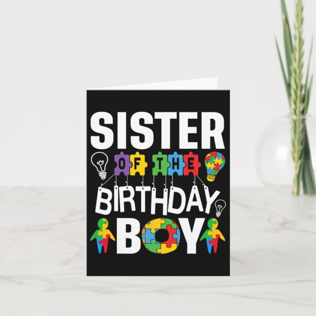 Tarjeta Hermana Del Autismo De Birthday Boy (Anverso)
