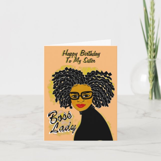 Tarjeta Hermana del cumpleaños feliz de la dama africana (Anverso)