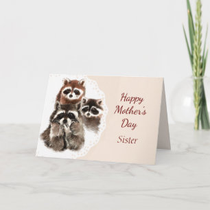 Tarjeta Hermana del Día de la Madre Raccoon
