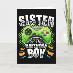 Tarjeta Hermana Del Niño Cumpleañero Juego De Video Coinci