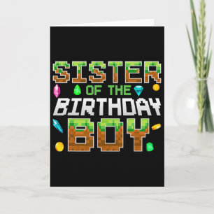 Tarjeta Hermana Del Niño Cumpleañero Juego Número De Pixel