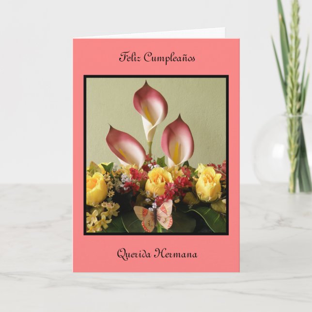 Tarjeta Hermana del querida de Feliz Cumpleaños (Anverso)