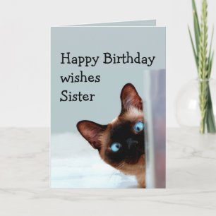Tarjeta Hermana divertida Cumpleaños desea un Animal Gato 