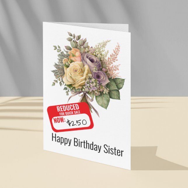 Tarjeta Hermana divertida Cumpleaños Pegatina con Descuent (Subido por el creador)