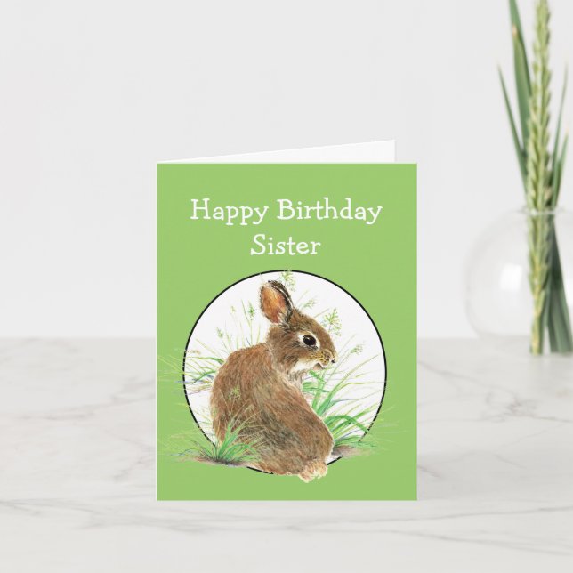 Tarjeta Hermana divertida del cumpleaños todo el conejo de (Anverso)