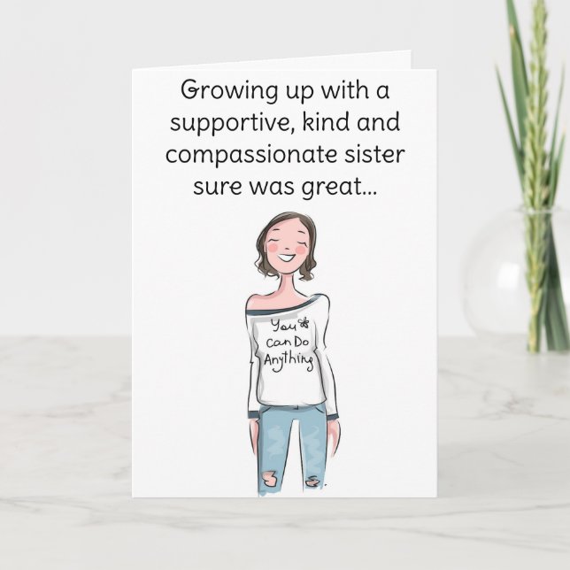 Tarjeta Hermana divertida feliz cumpleaños (Anverso)