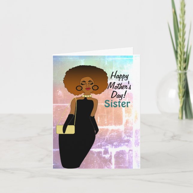 Tarjeta Hermana Divertido Día de la Madre Afroamericano (Anverso)