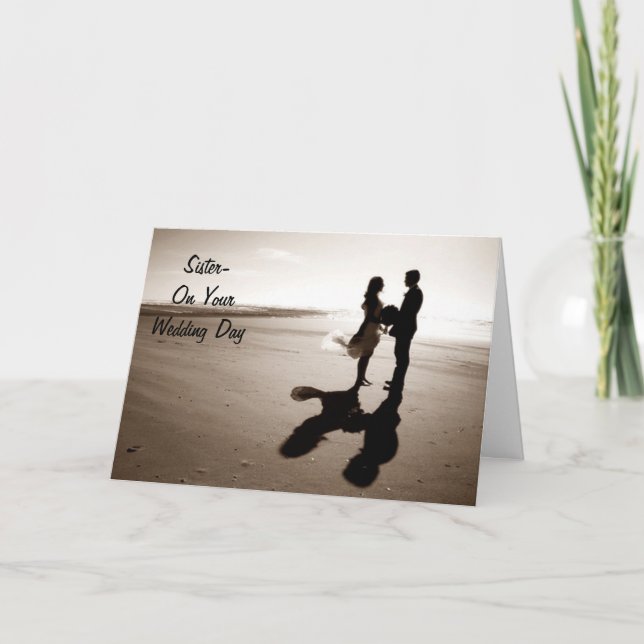 TARJETA HERMANA EN SU DÍA DE BODA AMOR/DIVERSIÓN (Anverso)