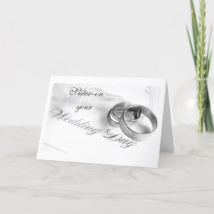 TARJETA HERMANA EN SU DÍA DE BODA AMOR/RISA