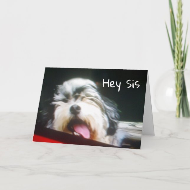 TARJETA HERMANA, ESTOY **HANGIN' FUERA PARA DECIR FELIZ CU (Anverso)