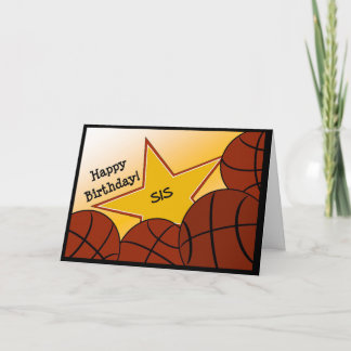 Tarjeta Hermana - ¡Feliz cumpleaños, Básquetbol, Sis!