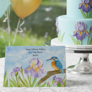 Tarjeta Hermana Feliz Cumpleaños Febrero Martín Pescador
