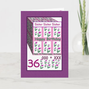 Tarjeta HERMANA - Feliz cumpleaños número 36