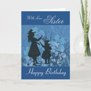 Tarjeta Hermana / Feliz Cumpleaños - Silhouettes de jardín