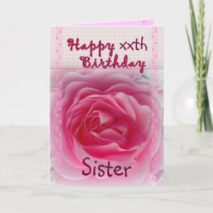 Tarjeta HERMANA - Feliz cumpleaños xxxxxx - Rosa rosa