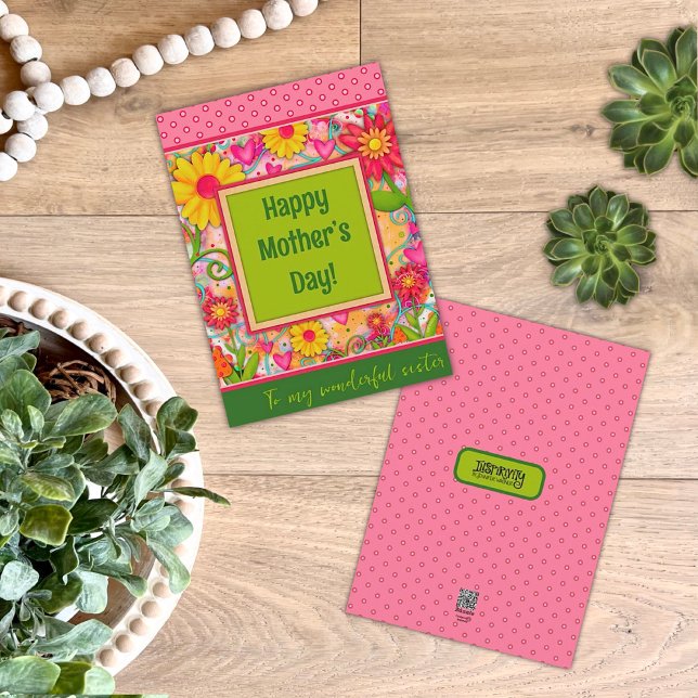 Tarjeta Hermana Floral Hearts Bonito el Día de la Madre Ro (Subido por el creador)