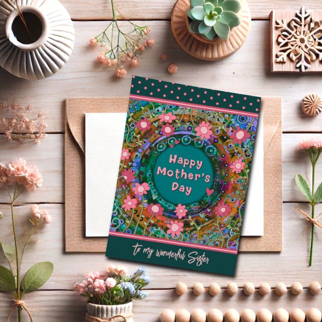 Tarjeta Hermana floral Hearts Bonito único Día de la Madre (Subido por el creador)