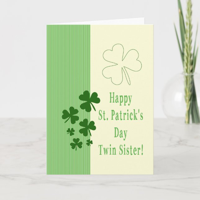 Tarjeta Hermana gemela feliz Día de San Patricio (Anverso)