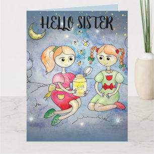TARJETA HERMANA HERMANA DE FIREFLIES PENSANDO EN TUS TARJE
