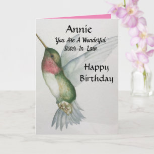 Tarjeta Hermana Maravillosa Cumpleaños Sweet Hummingbird