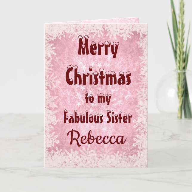 Tarjeta Hermana navideña personalizada Merry (Anverso)
