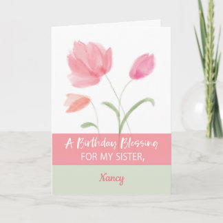 Tarjeta Hermana nombre personalizado cumpleaños religioso