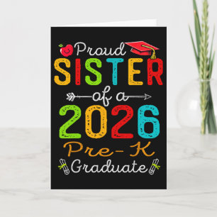 Tarjeta Hermana orgullosa de la graduada de pre-k de 2026