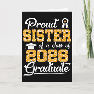 Tarjeta Hermana orgullosa de una clase de 2026 Senior grad