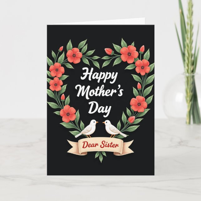 Tarjeta Hermana Querida Corazón Floral (Anverso)