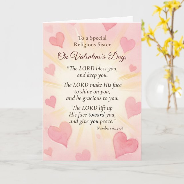 Tarjeta Hermana Religiosa Monja Valentín Bendiciones Escri (flor amarilla)