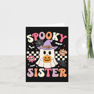 Tarjeta Hermana Retro Espeluznante Groovy Fantasma Sosteni