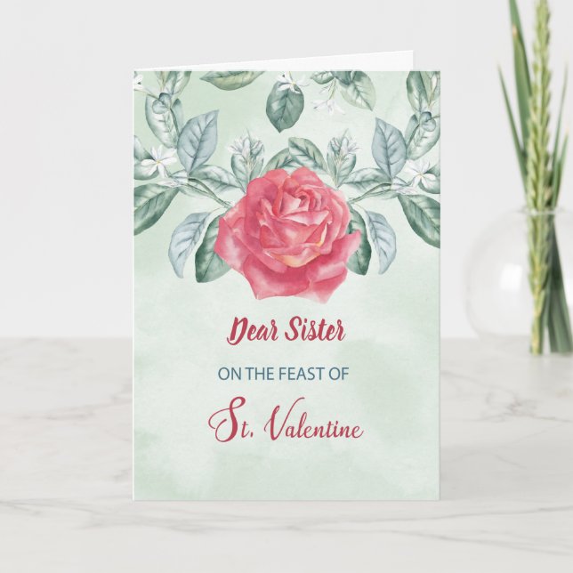 Tarjeta Hermana Rosa fiesta religiosa de San Valentín (Anverso)