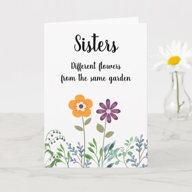 Tarjeta Hermana(s) Bonito Floral Blank Dentro del Cumpleañ (Planta pequeña)