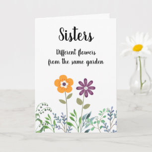 Tarjeta Hermana(s) Bonito Floral Blank Dentro del Cumpleañ