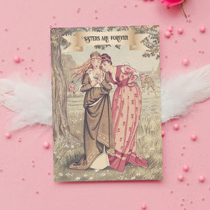Tarjeta Hermana victoriana vintage Birthday Cute Sisters